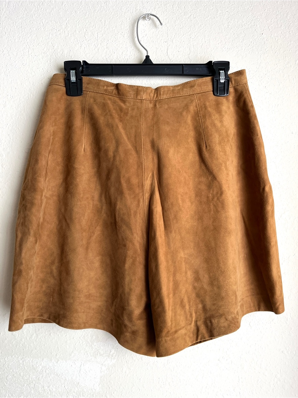 Faux Suede Bermuda Shorts in Tan